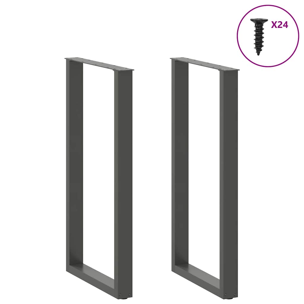 barbordsben U-formet 2 stk. antracit 60x(110-111) cm stål