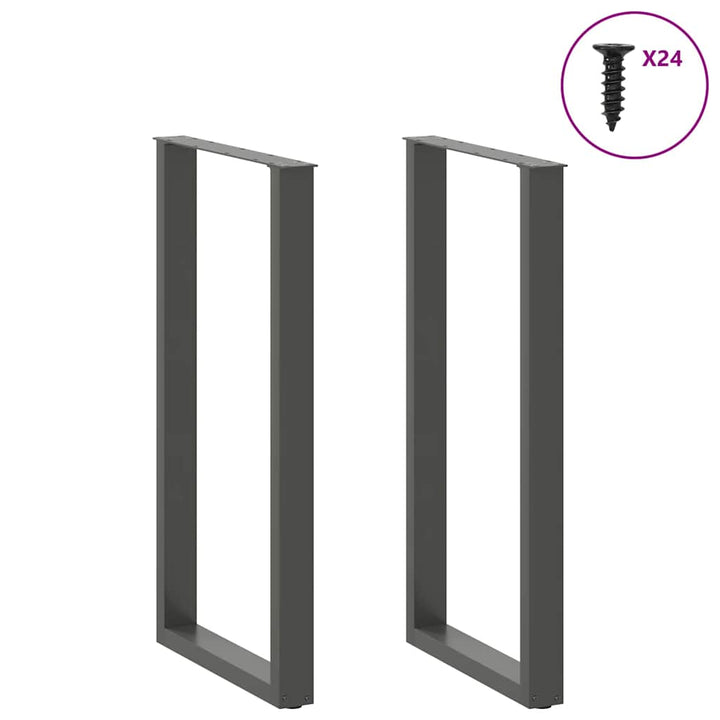 barbordsben U-formet 2 stk. antracit 60x(110-111) cm stål