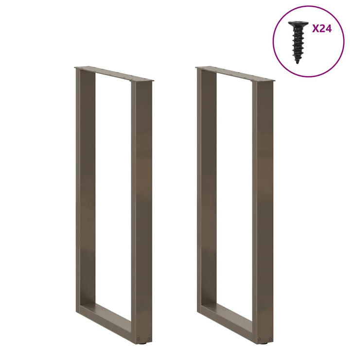barbordsben U-formet 2 stk. naturstål 60x(110-111) cm stål