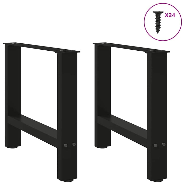 sofabordsben sort 2 stk. 50x(42-43) cm stål
