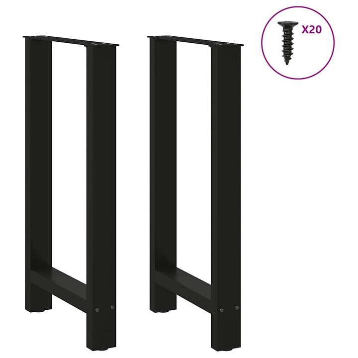 barbordsben sort 2 stk. 40x(90-91) cm stål