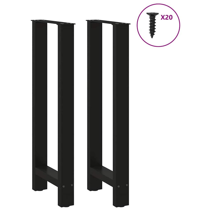 barbordsben sort 2 stk. 40x(100-101) cm stål