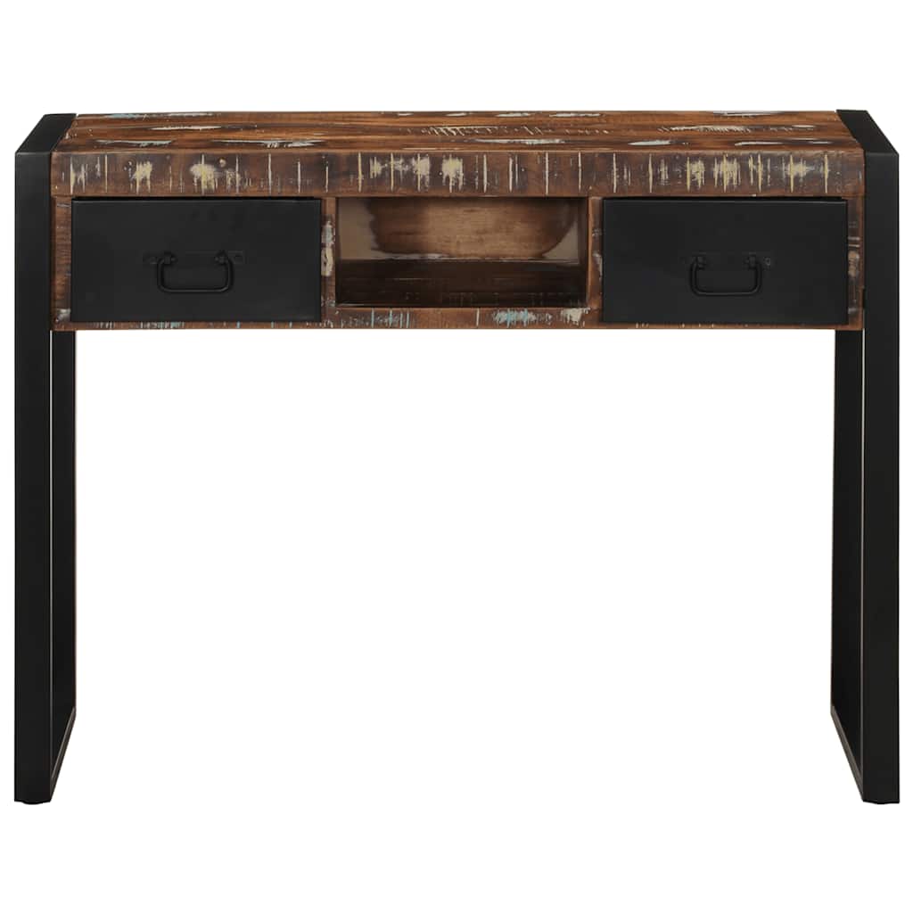 konsolbord 100x35x75 cm massivt genbrugstræ flerfarvet