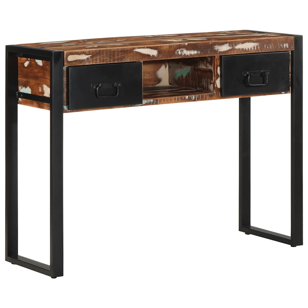 konsolbord 100x35x75 cm massivt genbrugstræ flerfarvet
