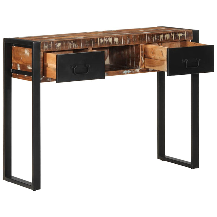 konsolbord 100x35x75 cm massivt genbrugstræ flerfarvet