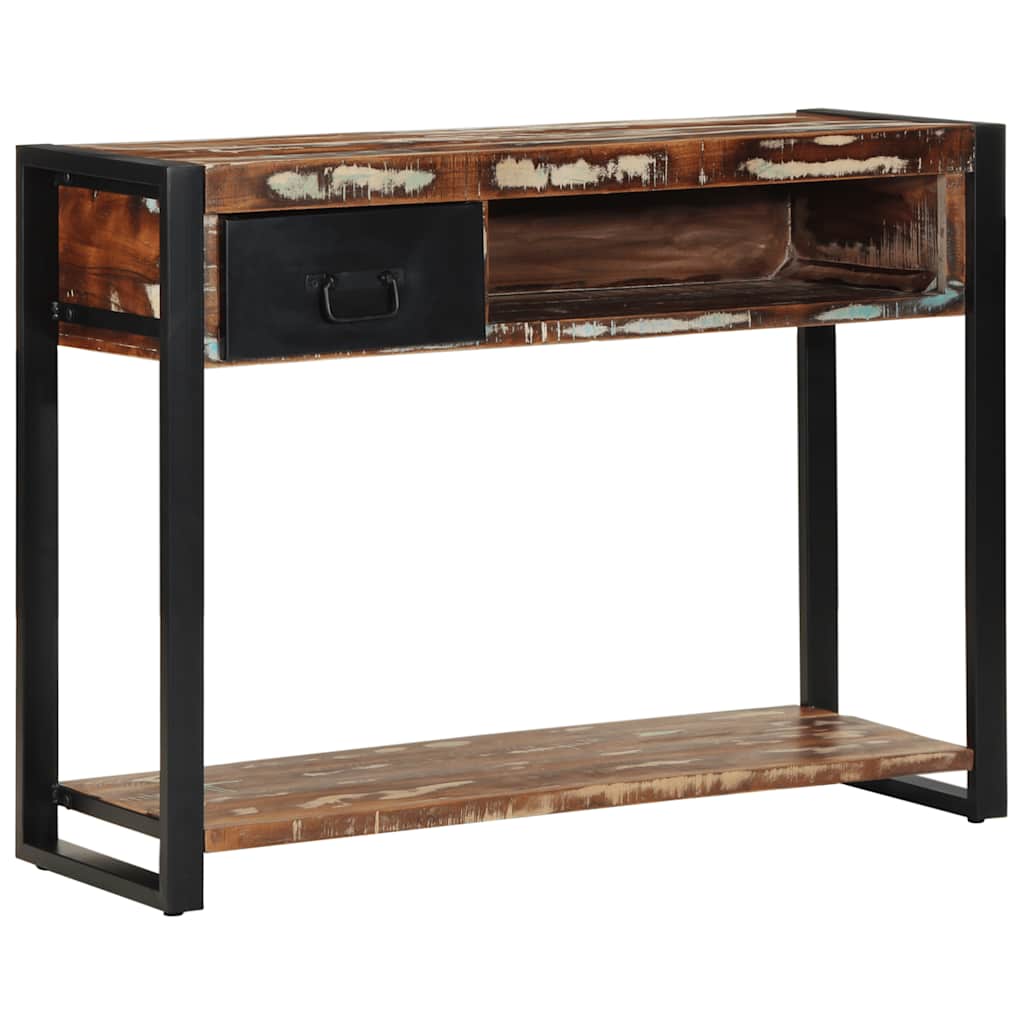 konsolbord 100x35x75 cm massivt genbrugstræ flerfarvet