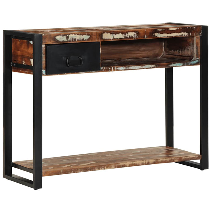 konsolbord 100x35x75 cm massivt genbrugstræ flerfarvet
