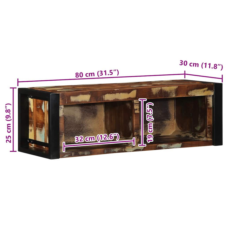 tv-bord 80x30x25 cm massivt genbrugstræ flerfarvet