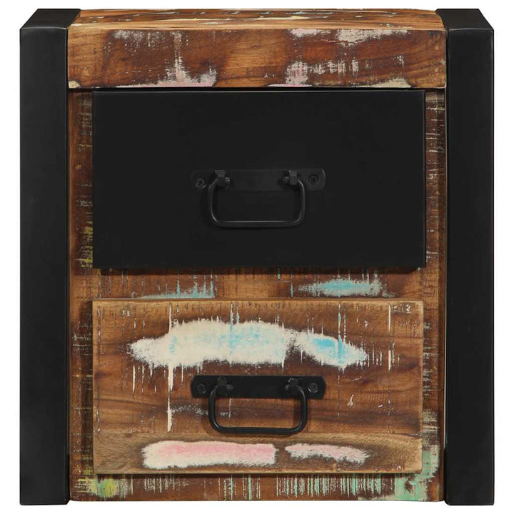 sengeskabe 2 stk 40x35x40 cm massivt genbrugstræ flerfarvet