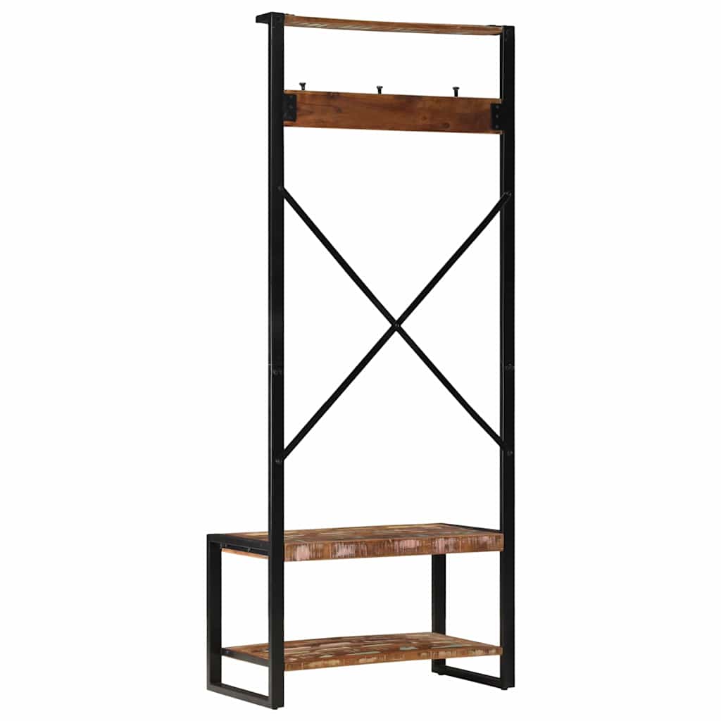tøjstativ 80x40x190 cm massivt genbrugstræ flerfarvet