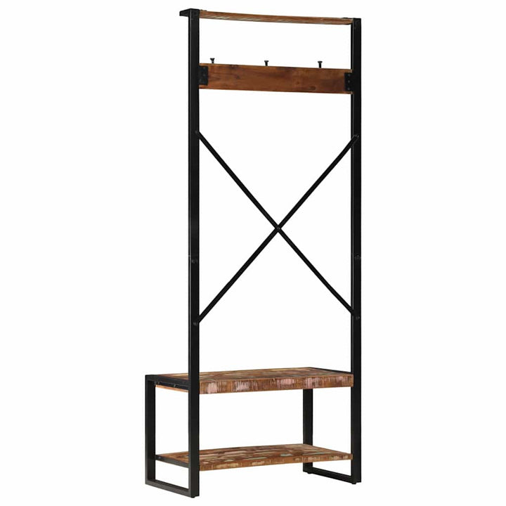 tøjstativ 80x40x190 cm massivt genbrugstræ flerfarvet