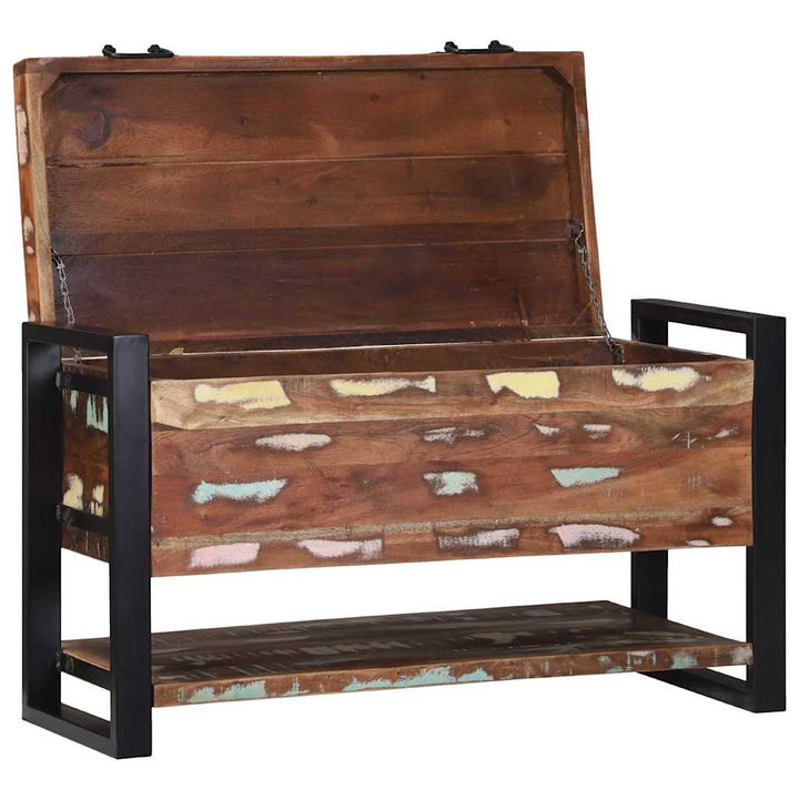 Opbevaringskasse Flerfarvet 80 x 35 x 45 cm Massivt genbrugstræ
