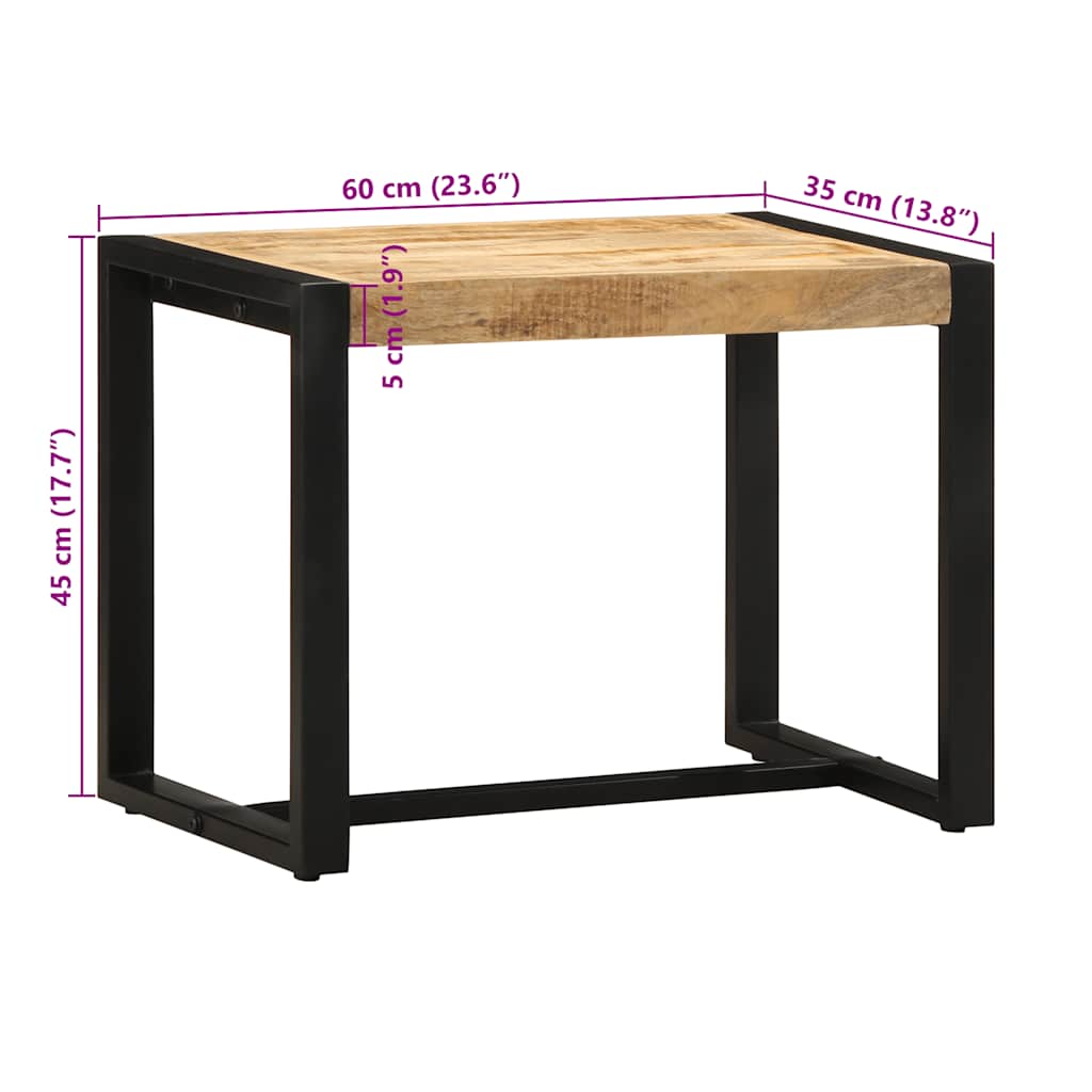 bænk 60x35x45 cm massivt ru mangotræ
