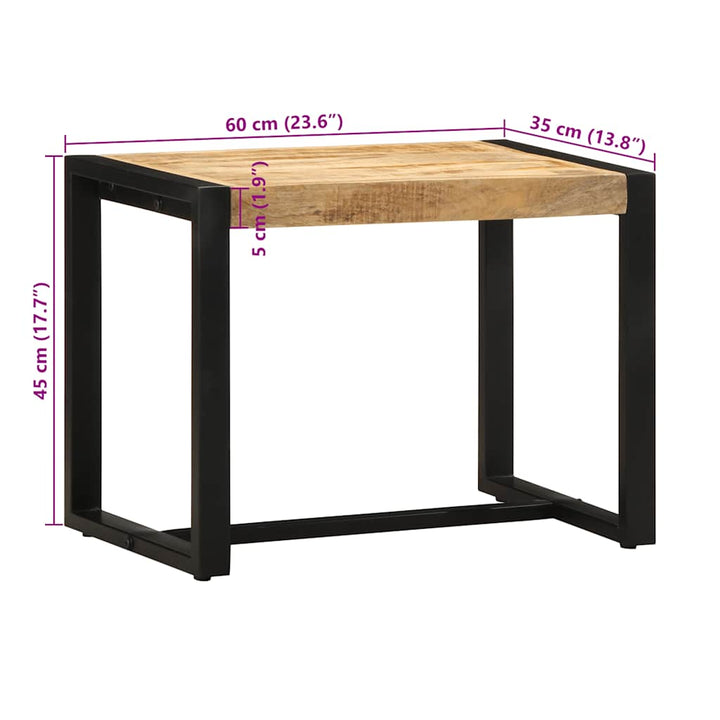 bænk 60x35x45 cm massivt ru mangotræ