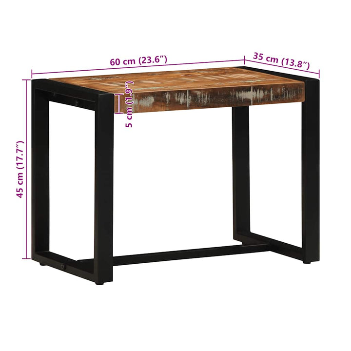 bænk 60x35x45 cm massivt genbrugstræ flerfarvet
