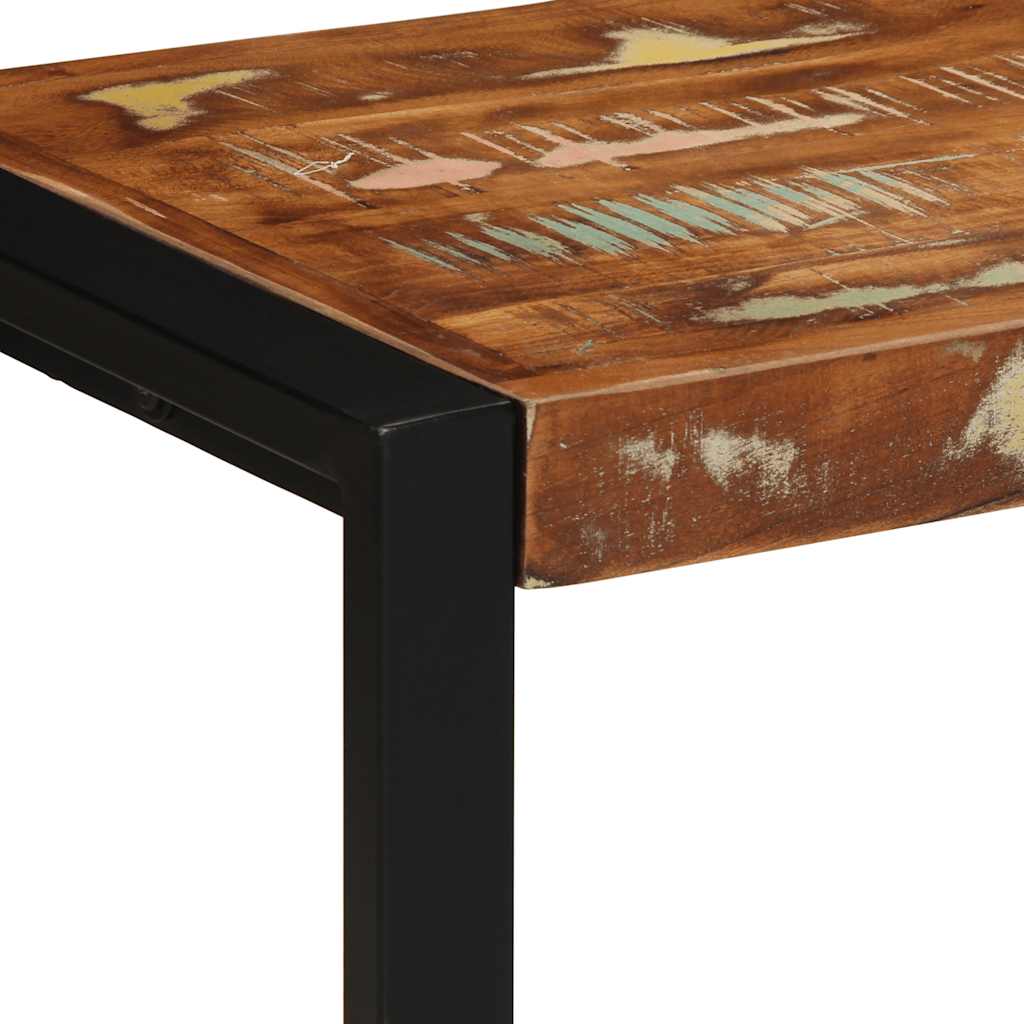 bænk 80x35x45 cm massivt genbrugstræ flerfarvet