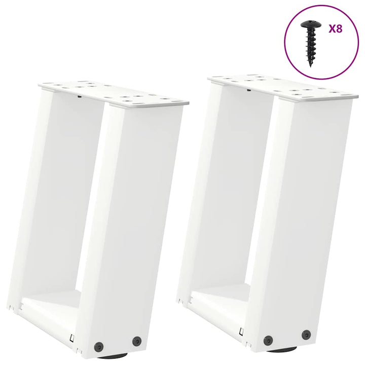 sofabordsben U-formet 2 stk. hvid 30x(30-31) cm stål