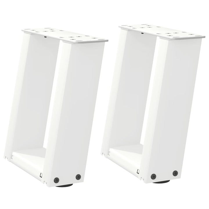 sofabordsben U-formet 2 stk. hvid 30x(30-31) cm stål