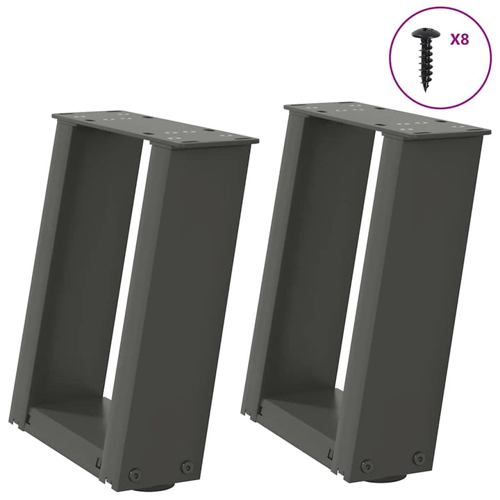 sofabordsben U-formet 2 stk. antracit 30x(30-31) cm stål