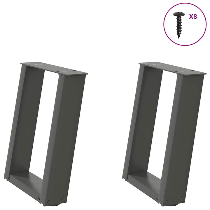 sofabordsben U-formet 2 stk. antracit 28 x (42-43) cm stål