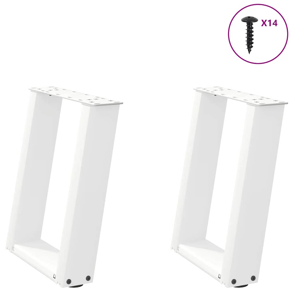 sofabordsben U-formet 2 stk. hvid 38 x (42-43) cm stål