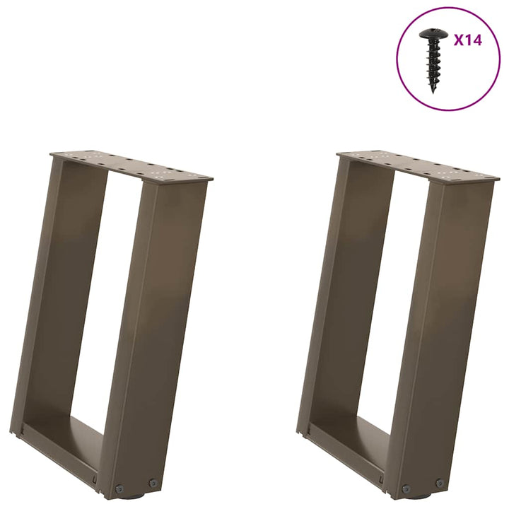 sofabordsben U-formet 2 stk. naturstål 38 x (42-43) cm stål