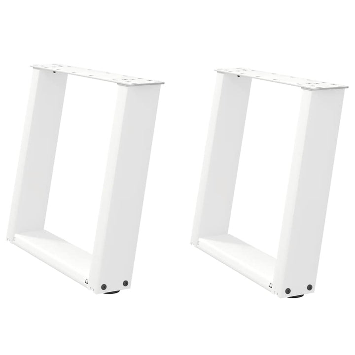 sofabordsben U-formet 2 stk. hvid 50x(42-43) cm stål