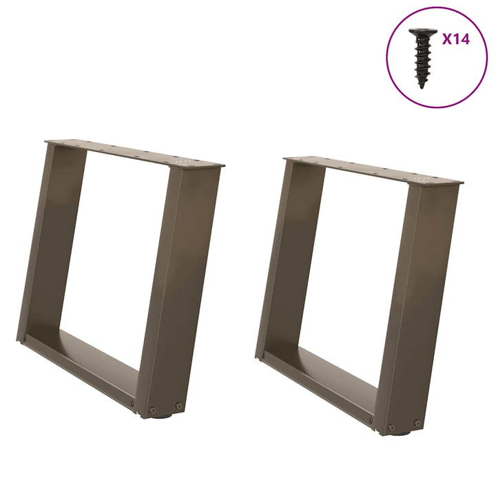 sofabordsben U-formet 2 stk. naturstål 60 x (42-43) cm stål