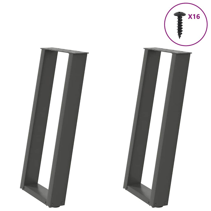 konsolbordben U-formet 2 stk. antracit 38 x (72-73) cm stål