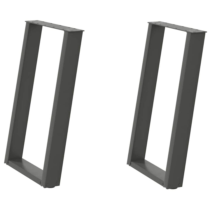 spisebordsben U-formet 2 stk. antracit 60 x (72-73) cm stål