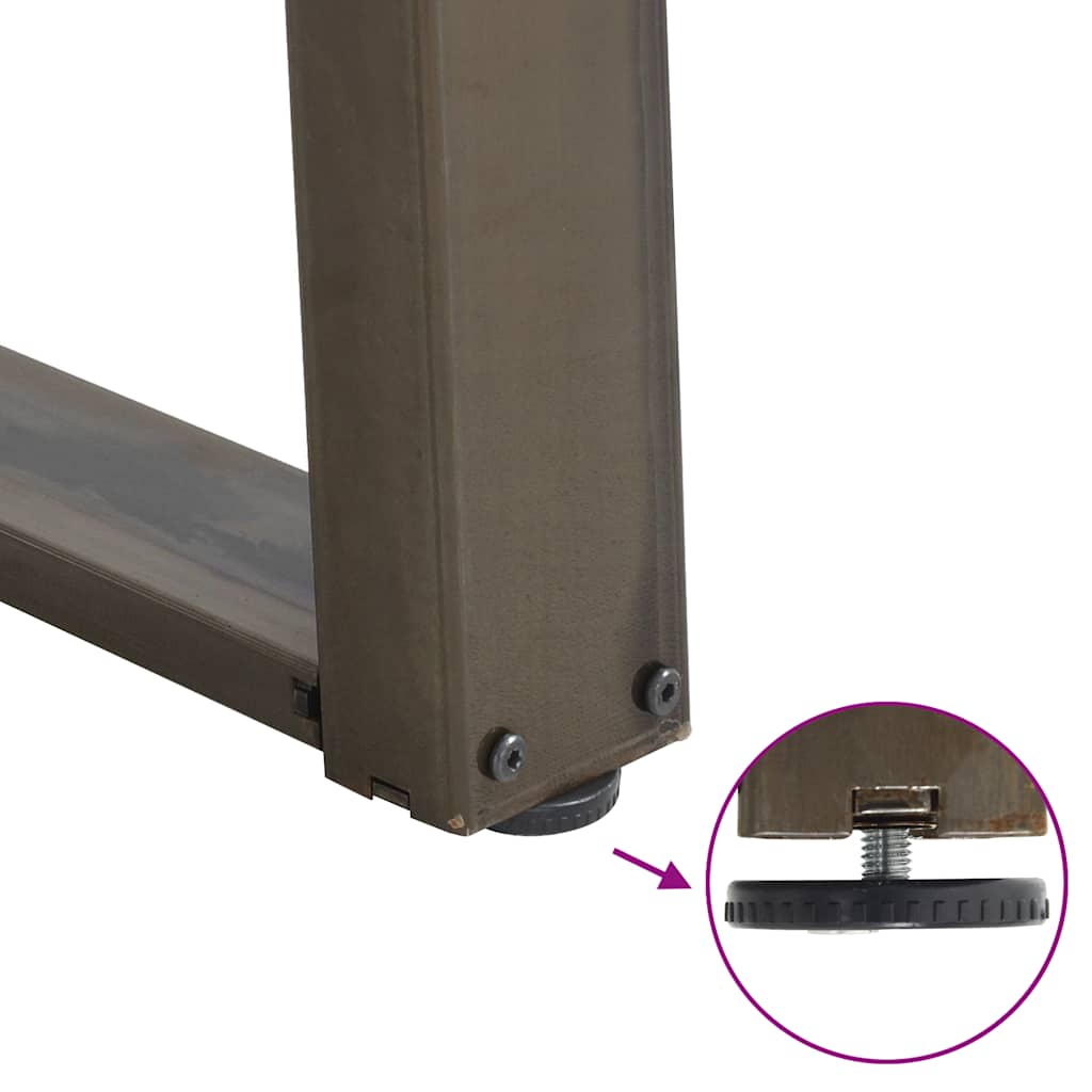 spisebordsben U-formet 2 stk. naturstål 70x(72-73) cm stål