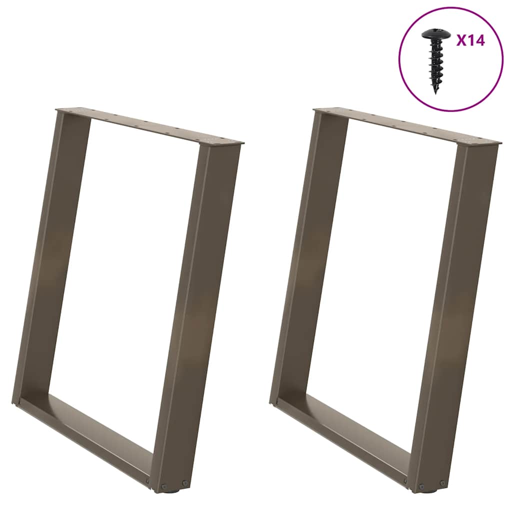 spisebordsben U-formet 2 stk. naturstål 80x(72-73) cm stål