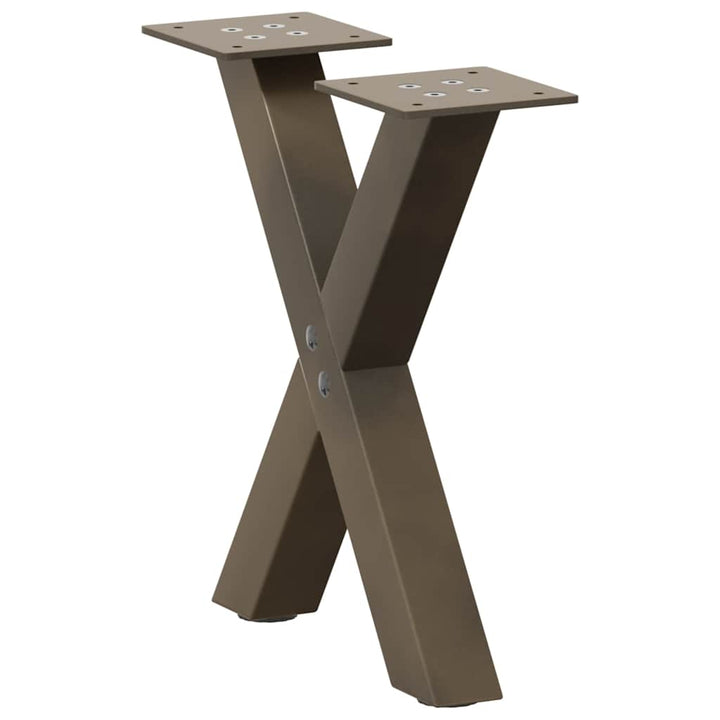 sofabordsben X-formet 2 stk. naturstål 30x(30-31) cm stål