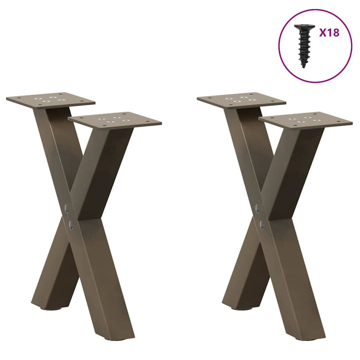 sofabordsben X-formet 2 stk. naturstål 37x(30-31) cm stål