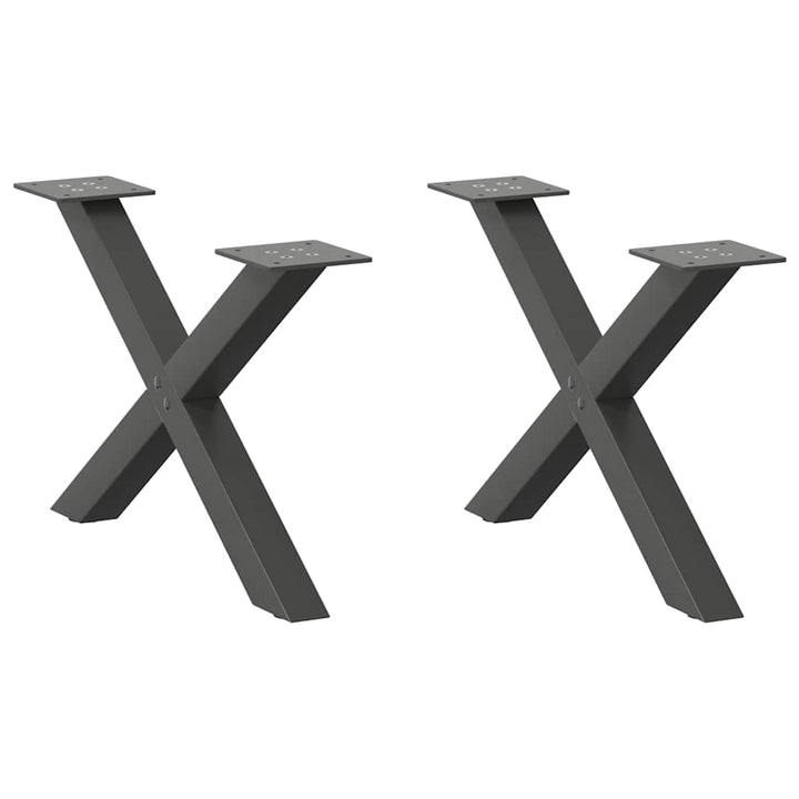 sofabordsben X-formet 2 stk. antracit 50x(30-31) cm stål