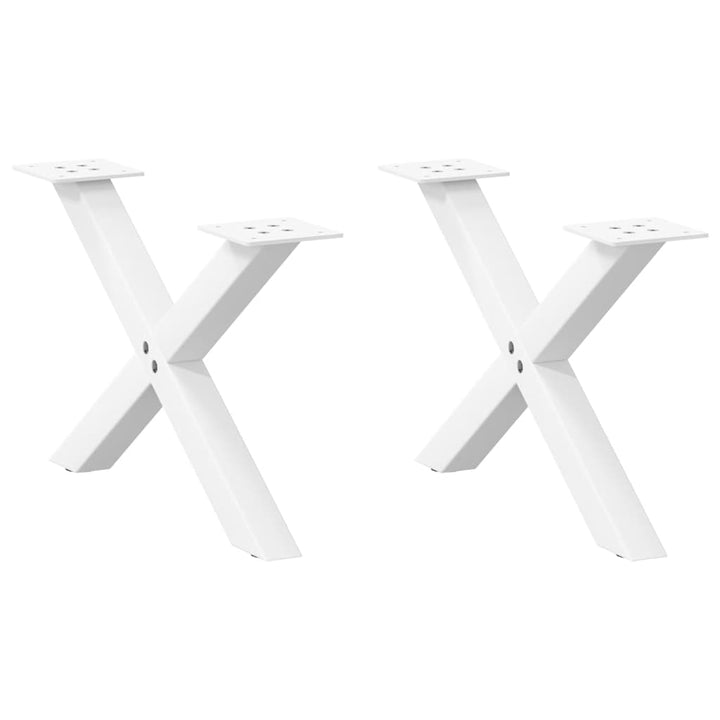 sofabordsben X-formet 2 stk. hvid 60x(30-31) cm stål