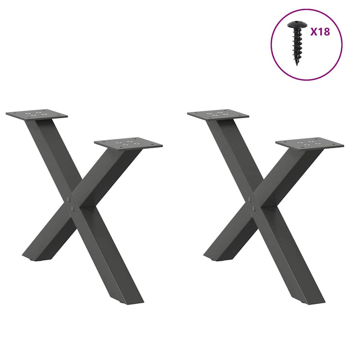 sofabordsben X-formet 2 stk. antracit 60x(30-31) cm stål