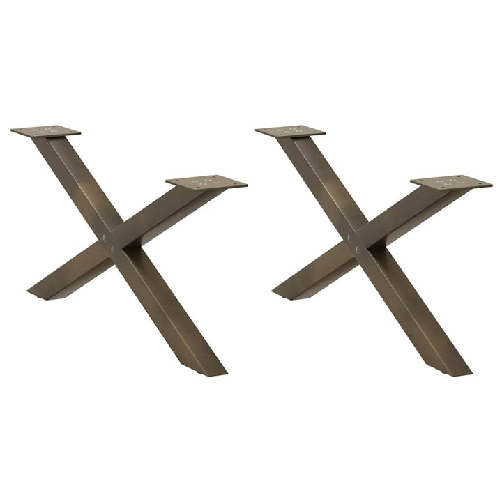 sofabordsben X-formet 2 stk. naturstål 70x(30-31) cm stål