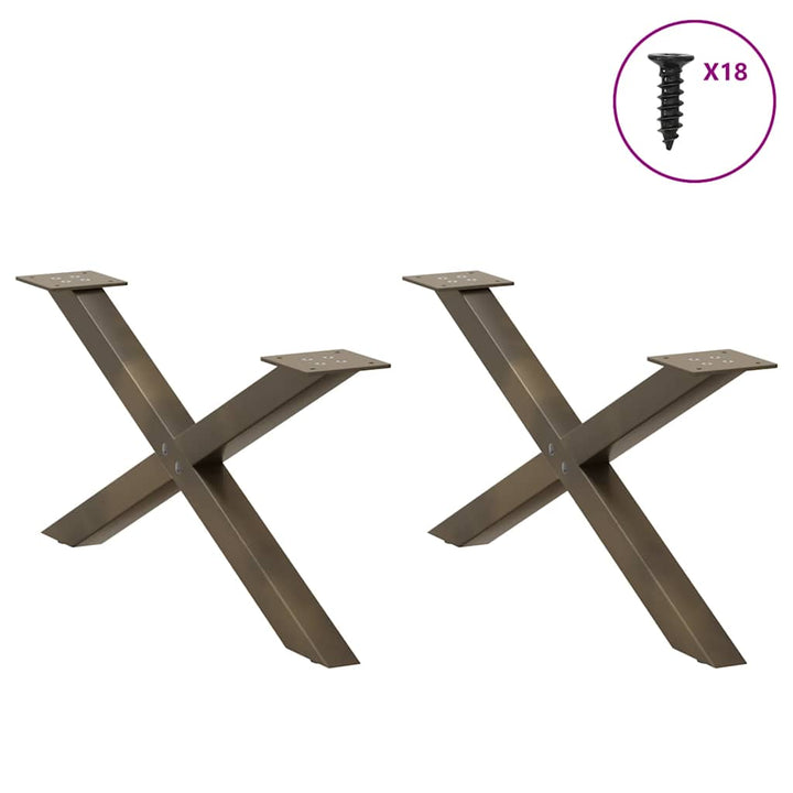 sofabordsben X-formet 2 stk. naturstål 70x(30-31) cm stål