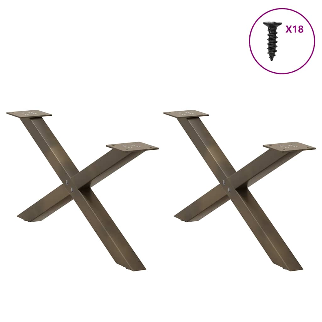 sofabordsben X-formet 2 stk. naturstål 70x(30-31) cm stål