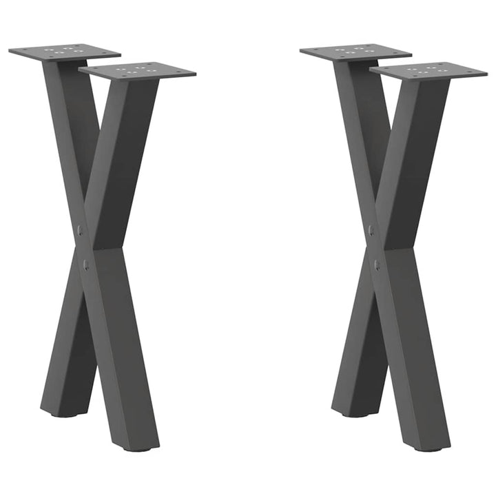 sofabordsben X-formet 2 stk. antracit 28 x (42-43) cm stål