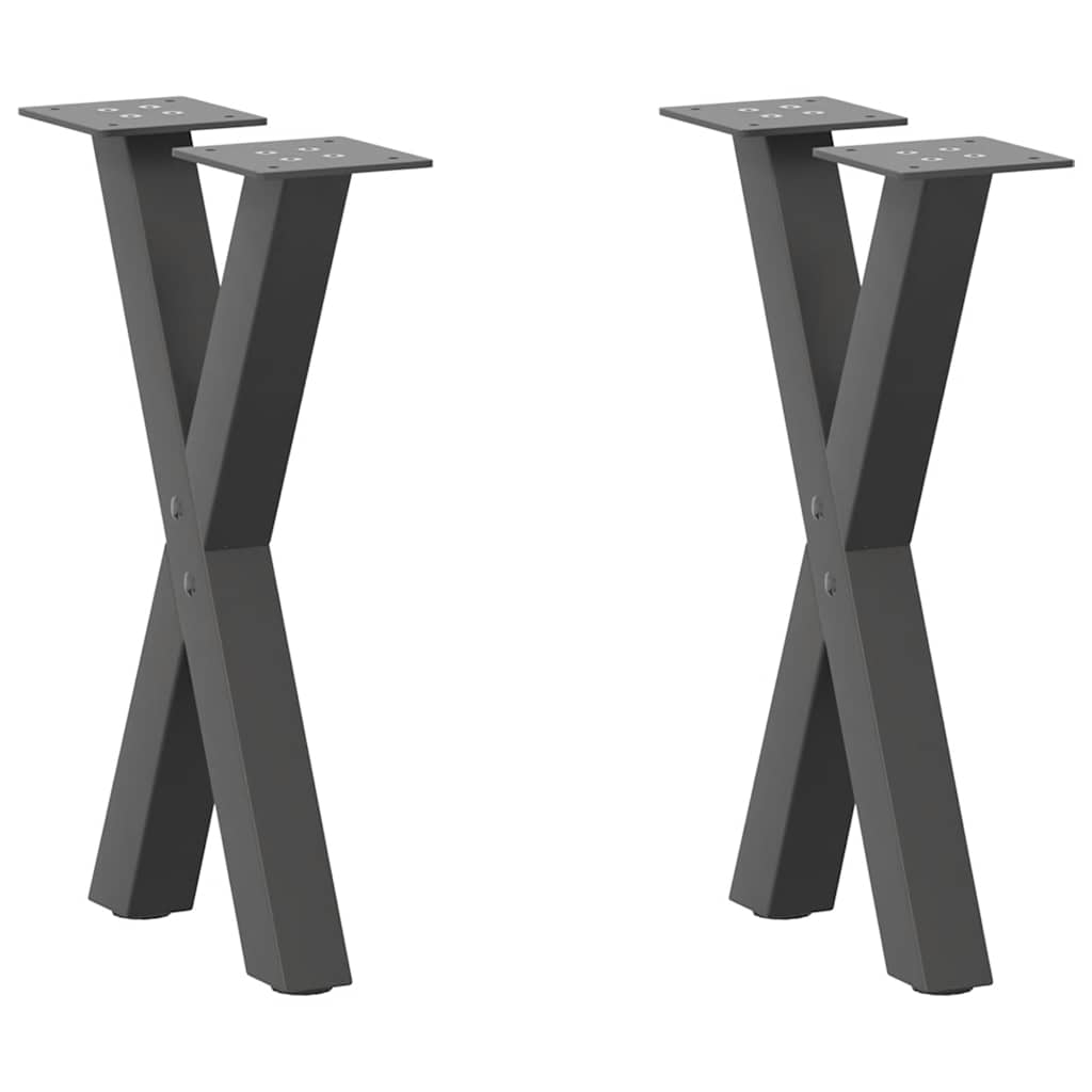 sofabordsben X-formet 2 stk. antracit 28 x (42-43) cm stål