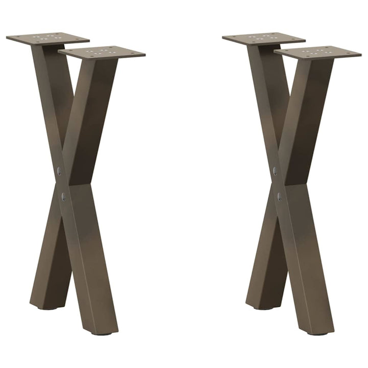 sofabordsben X-formet 2 stk. naturstål 38 x (42-43) cm stål