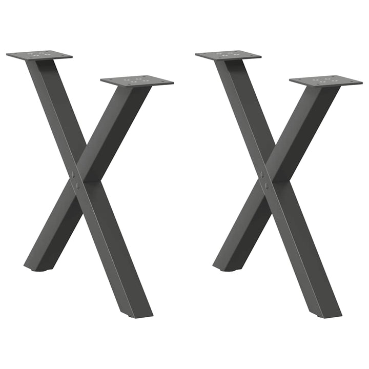 sofabordsben X-formet 2 stk. antracit 50x(42-43) cm stål