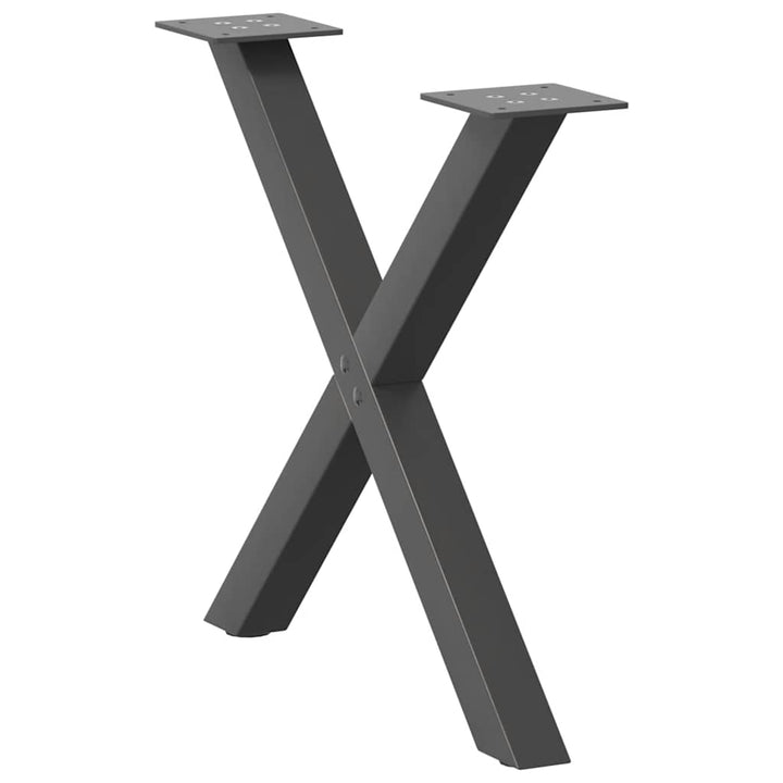 sofabordsben X-formet 2 stk. antracit 50x(42-43) cm stål