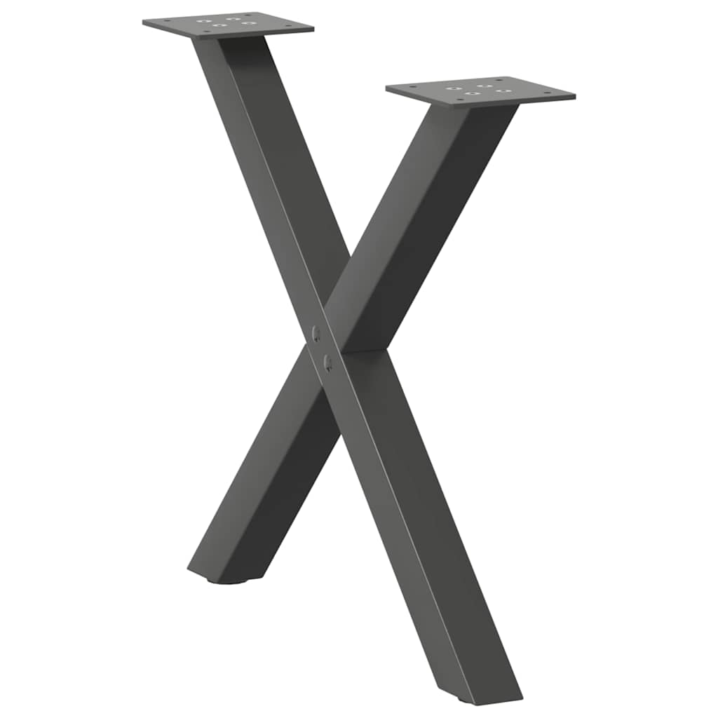 sofabordsben X-formet 2 stk. antracit 60 x (42-43) cm stål