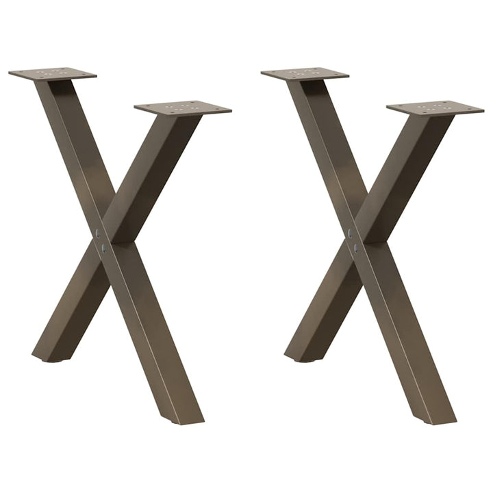 sofabordsben X-formet 2 stk. naturstål 60x(42-43) cm stål
