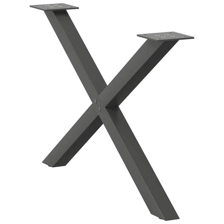 sofabordsben X-formet 2 stk. antracit 70 x (42-43) cm stål