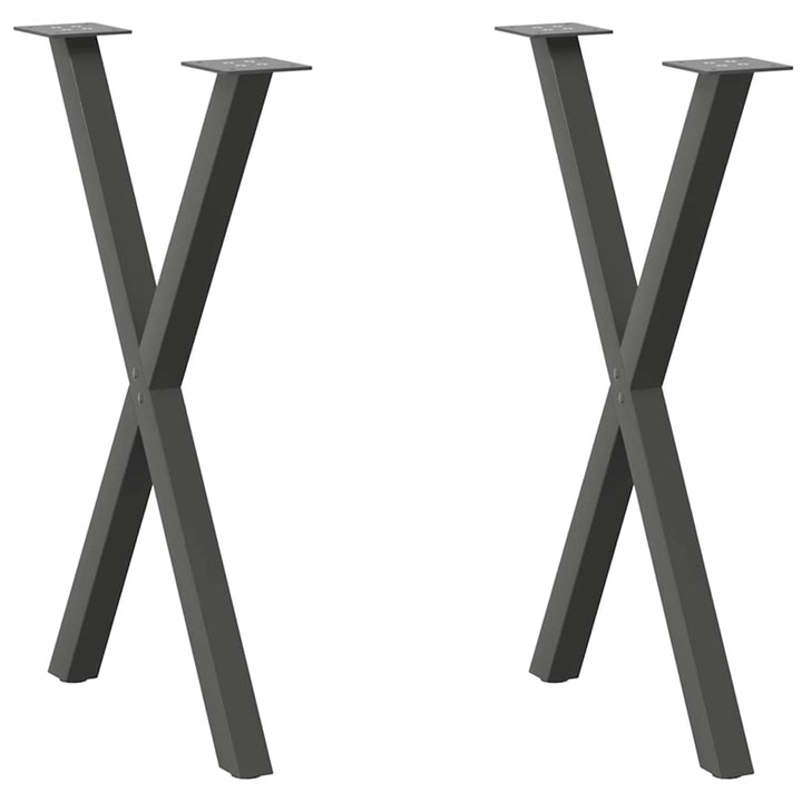 spisebordsben X-formet 2 stk. antracit 50x(72-73) cm stål