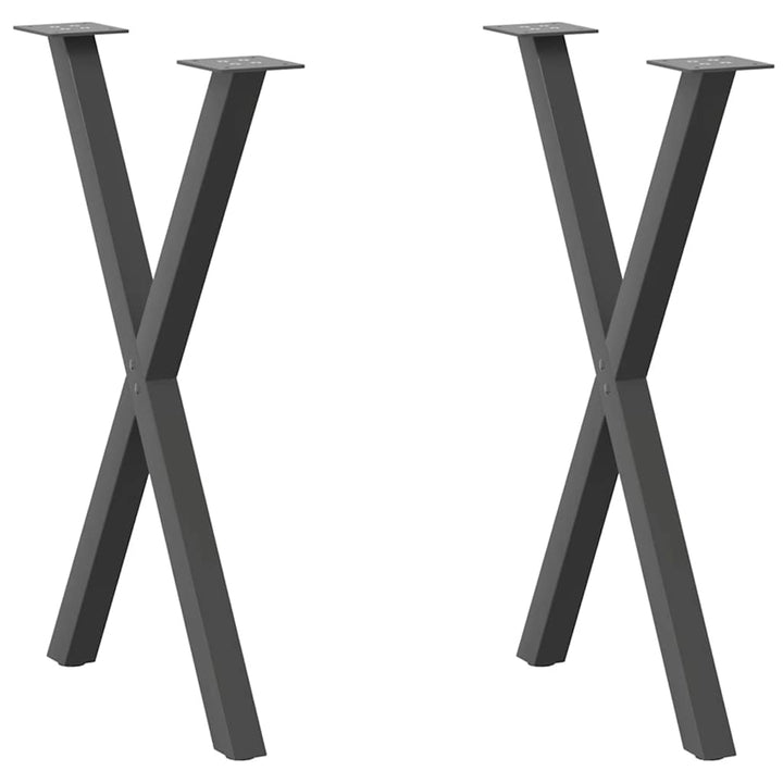 spisebordsben X-formet 2 stk. antracit 57 x (72-73) cm stål